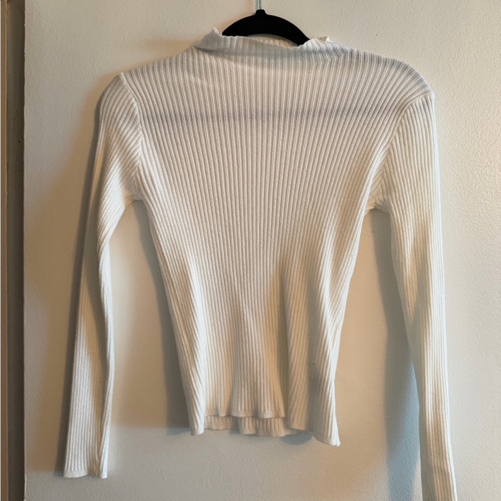 SHEIN White Knit Ribbed Turtleneck Sweater Size Medium M Women’s